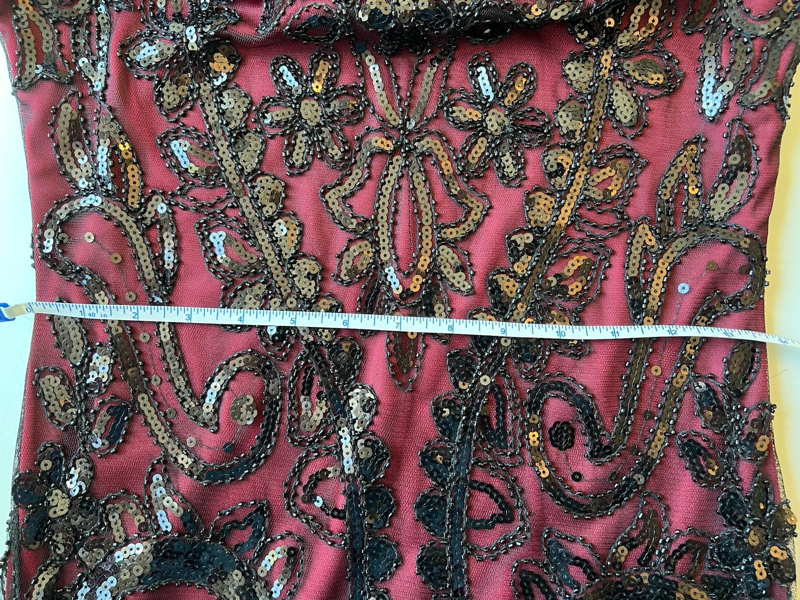 PrettyGuide 1920s Flapper Dress & Headband Set Burgundy Sequin Art Deco Fringe M