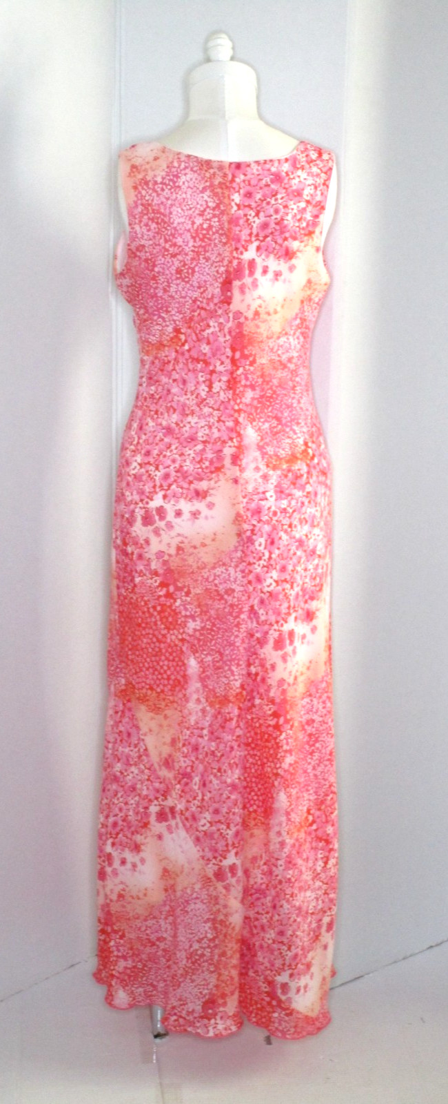 Vintage Y2K Studio Y Pink Floral Maxi Dress Bias Cut V-Neck Sz 13/14
