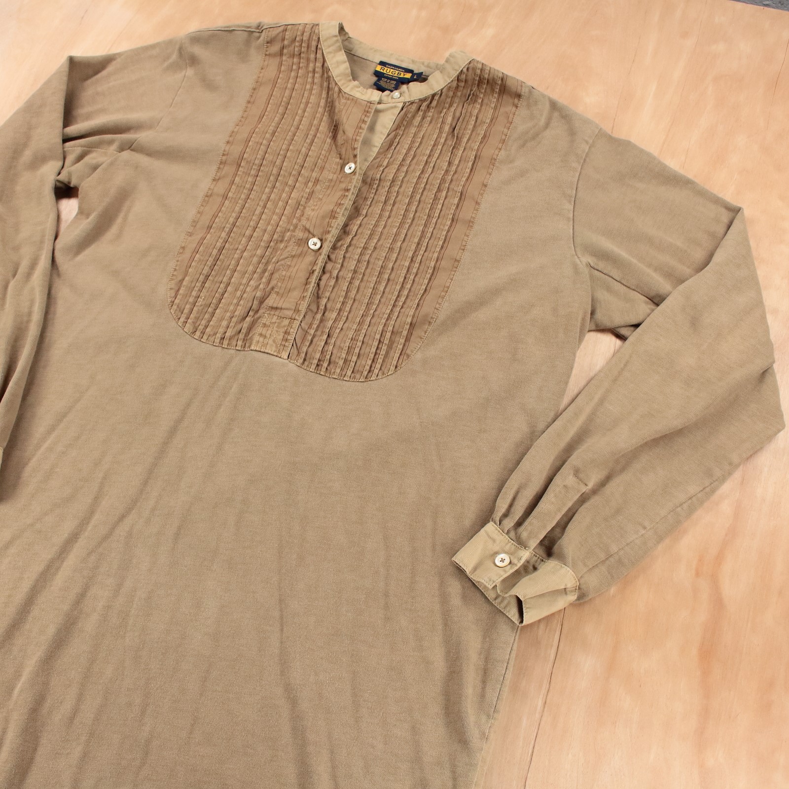 Ralph Lauren RUGBY pintuck henley shirt dress LARGE tag y2k polo prep pony boho