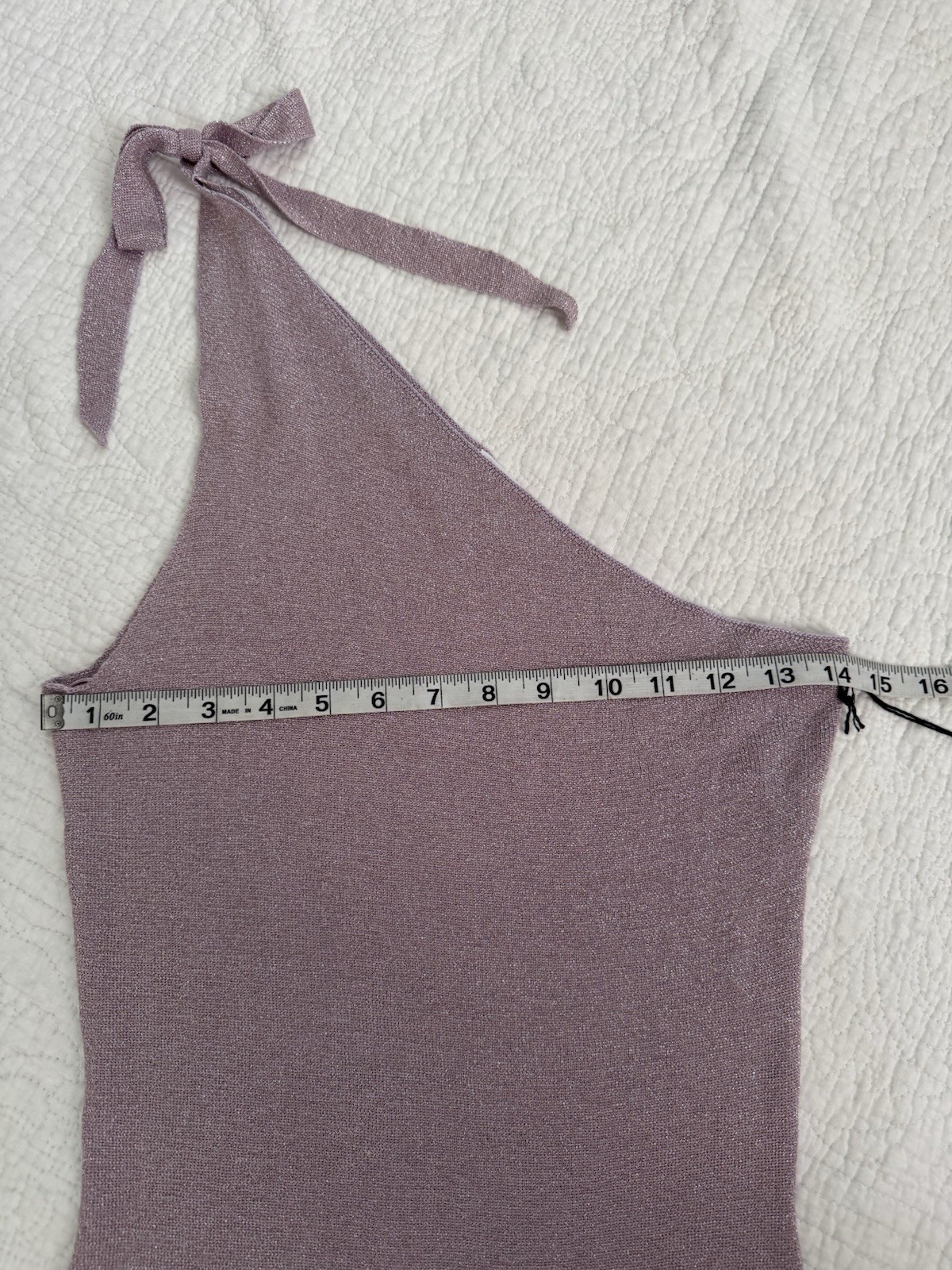 superdown Purple Knit One Shoulder Tie Strap Stretch Bodycon Mini Dress XS