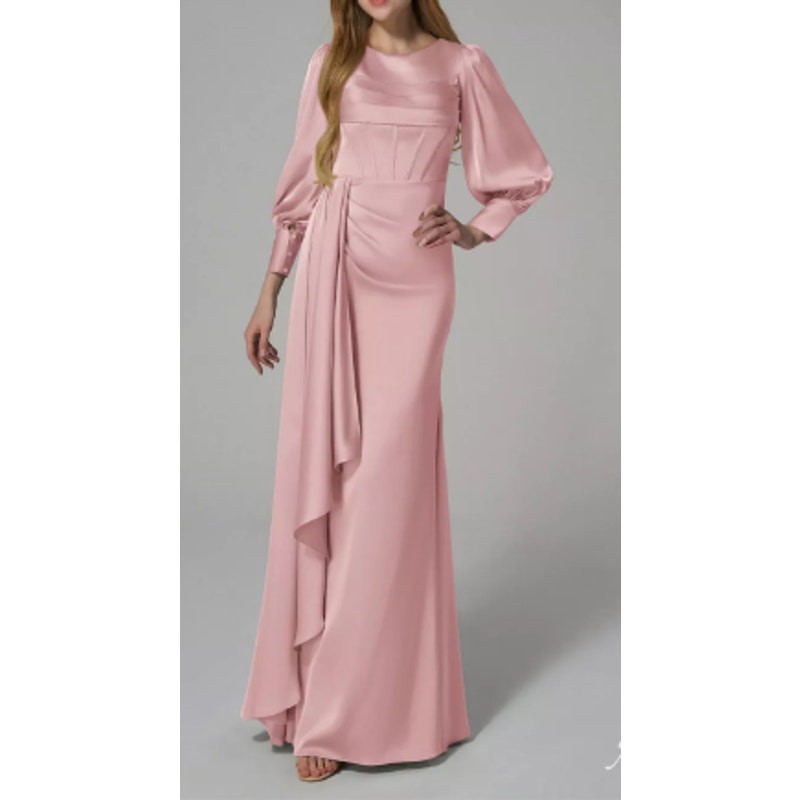 AW BRIDAL 8 M rose quartz satin charmeuse Gabriela formal maxi dress NEW 0b6