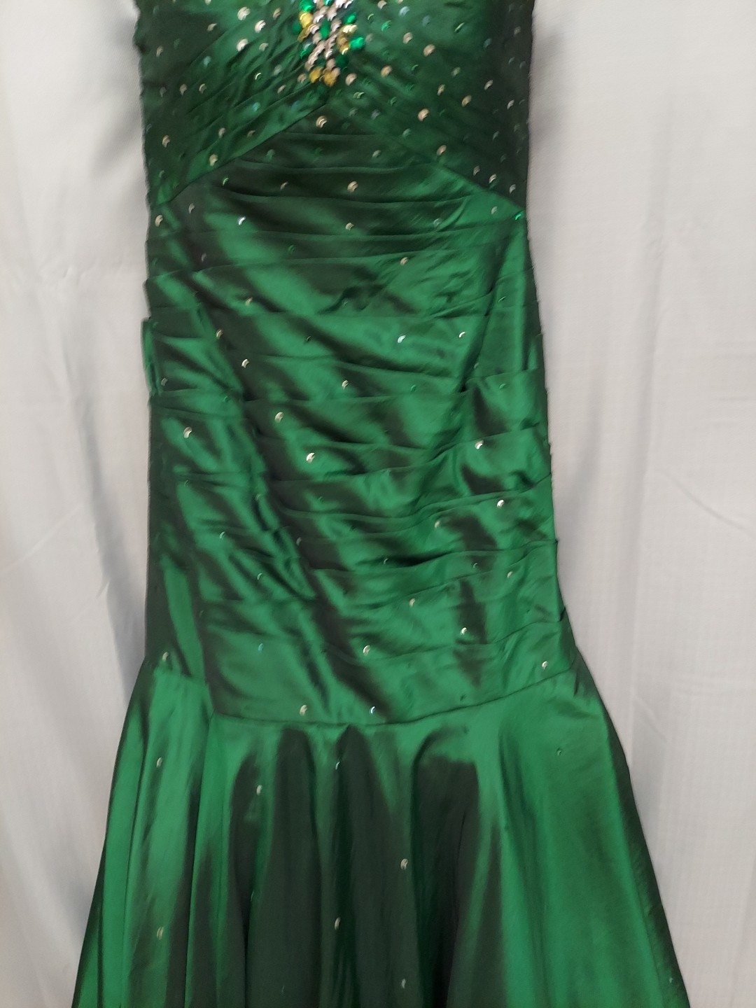 Maorilee Hunter Green Gem/sequence 15/16 Torso Dropped Mermaid Dress