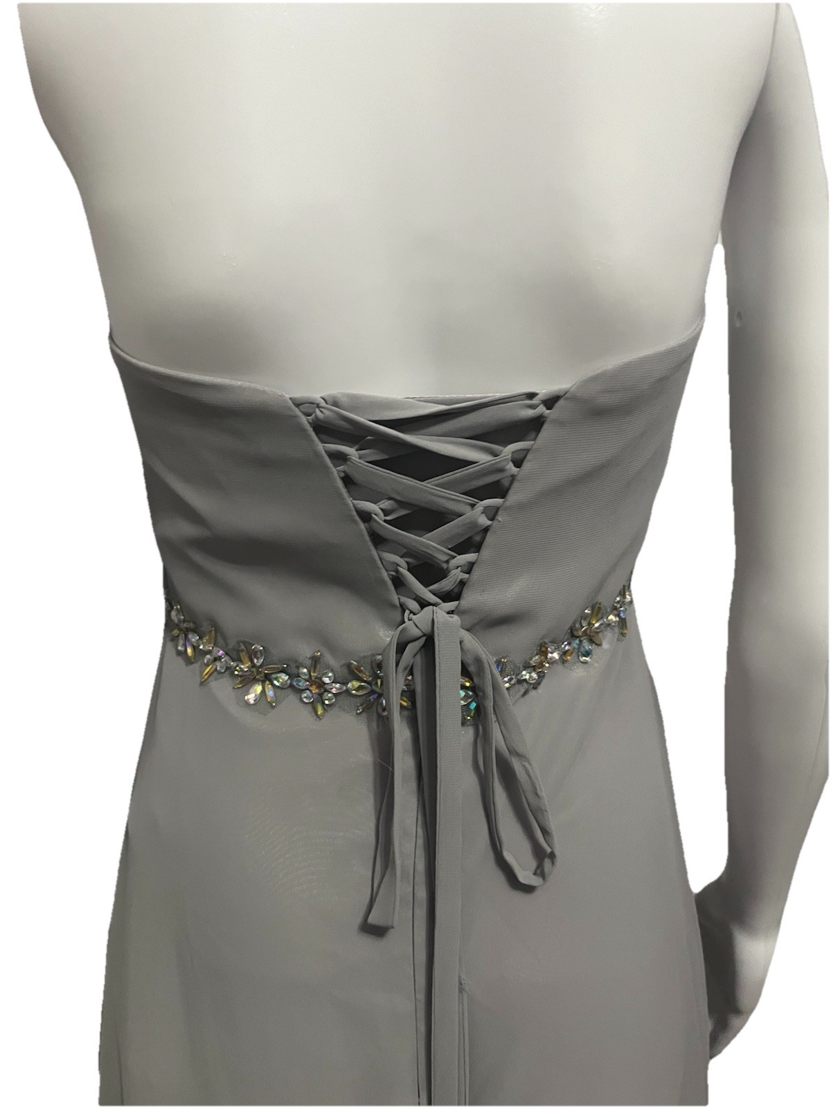Fiesta Fashion Size L (8-10) Grey Strapless Formal Dress Long Gown Prom NWT