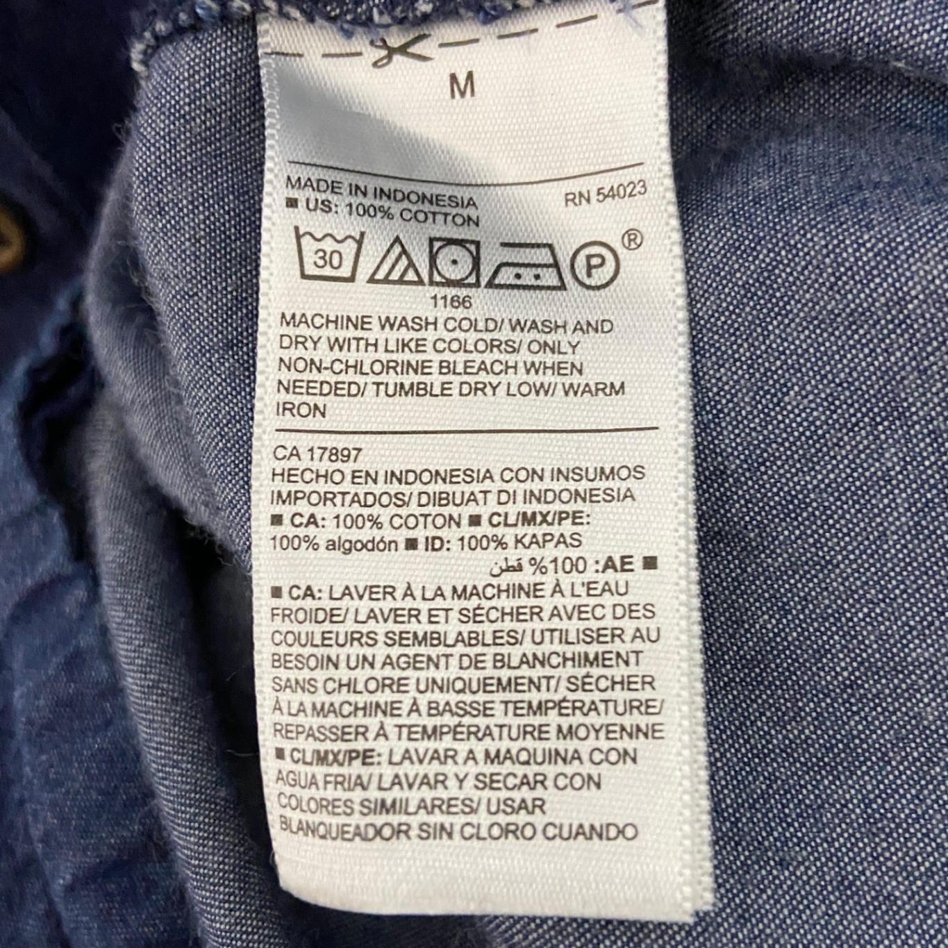 Old Navy Chambray Denim Shirt Dress Long Sleeve Cotton Tunic Western Boho Size M