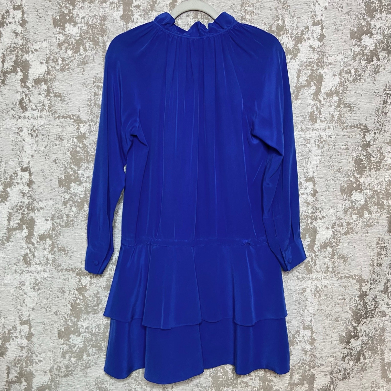 Rebecca Taylor 100% Silk Button Front Tiered Skirt Dress in Cobalt
