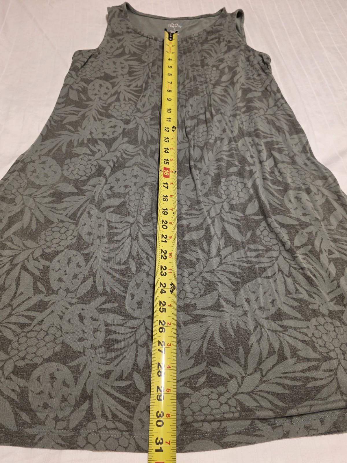 Croft & Barrow M Olive GreenFloral Knit Sleeveless A-Line Knee Length Dress