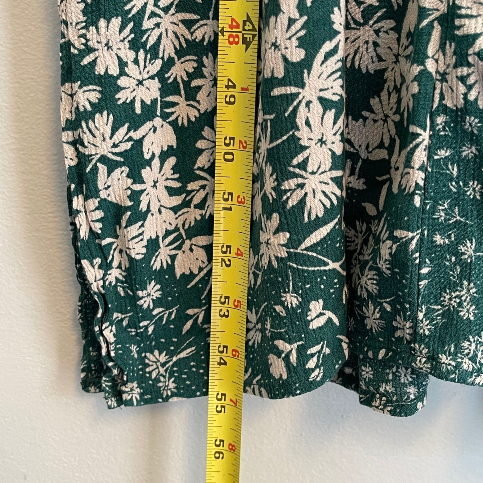 First Love by Lovelyn Green Garden Floral Wrap Maxi Dress Long Smocked Cuffs XL