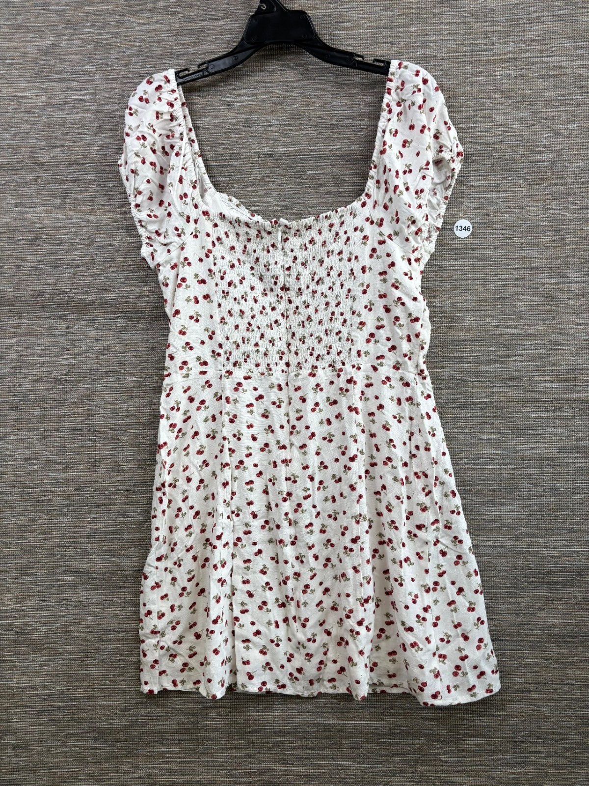 Aeropostale Dress Womens Size L Cream Cherry Print Square Neck Mini Sundress NEW