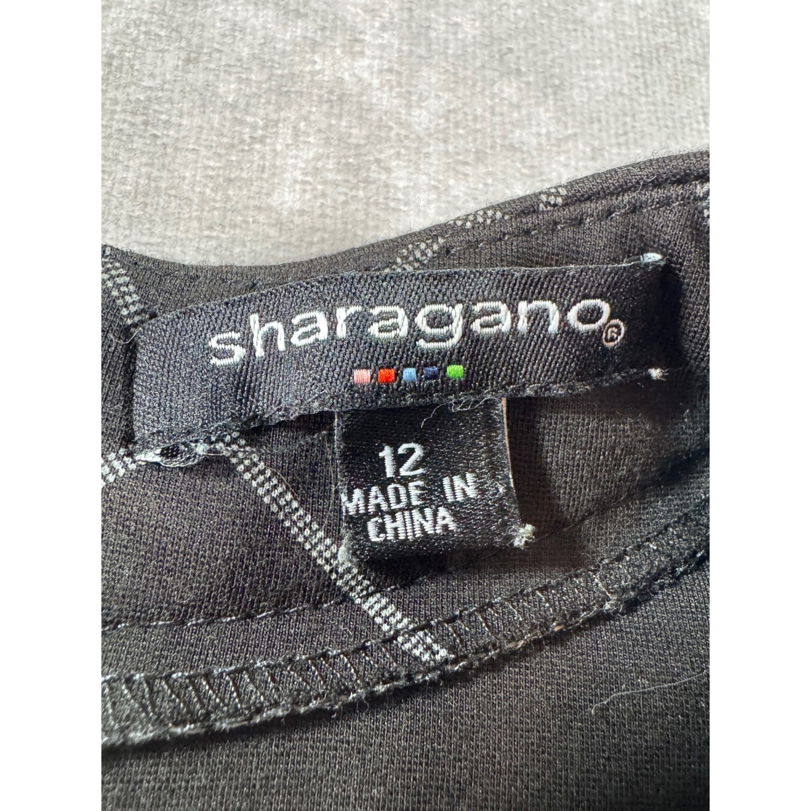 Sharagano Womens Black White Grid Windowpane Mock Neck Shift Dress Size 12