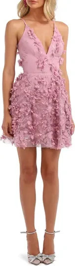 NWOT HELSI Riley Floral Appliqué V-Neck Mini Dress Pink Women’s Size M $445