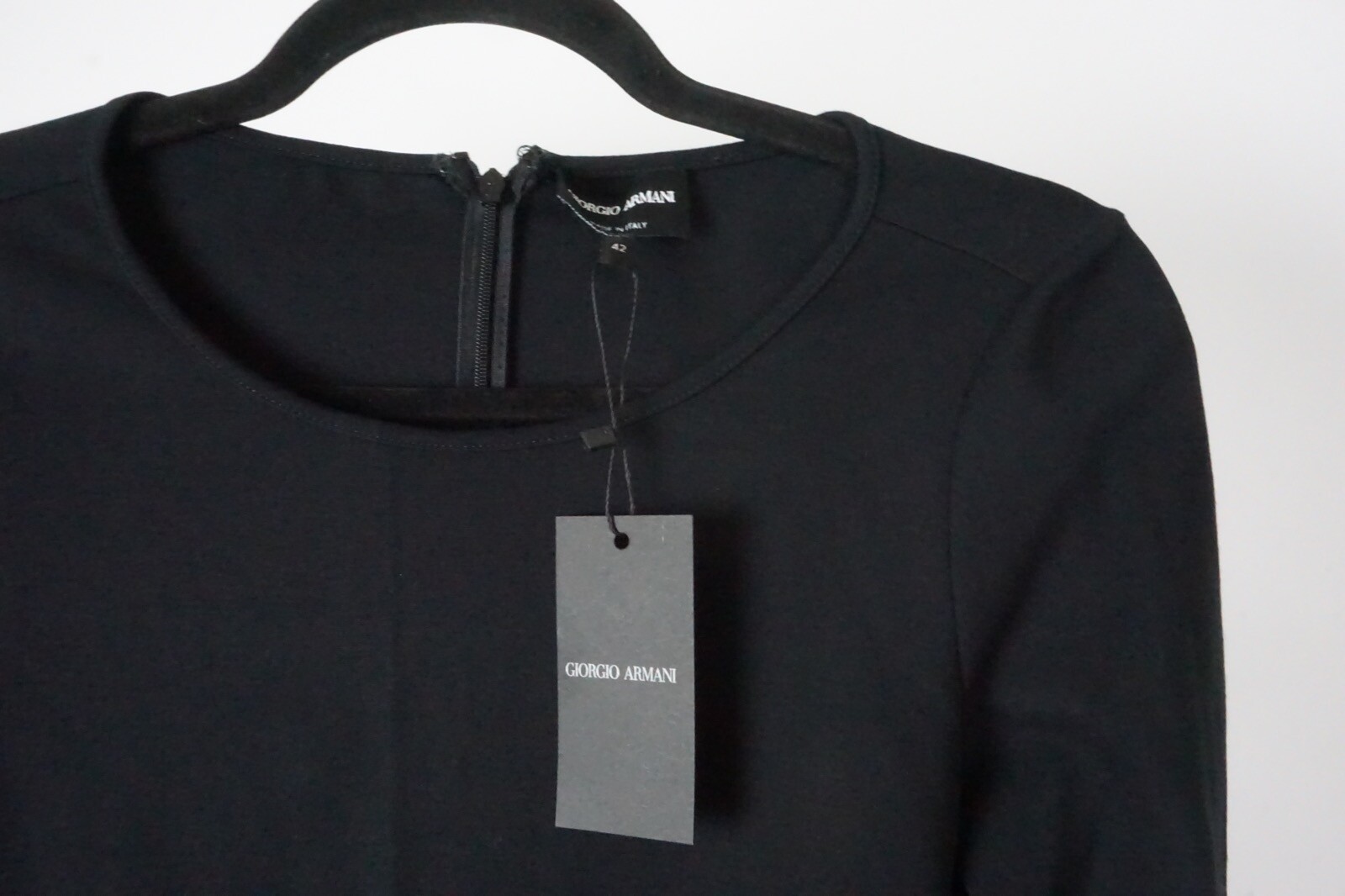 Giorgio Armani Black Velvet Outline Silk Blend Dress Sz 6 US 42 EU BRAND NEW