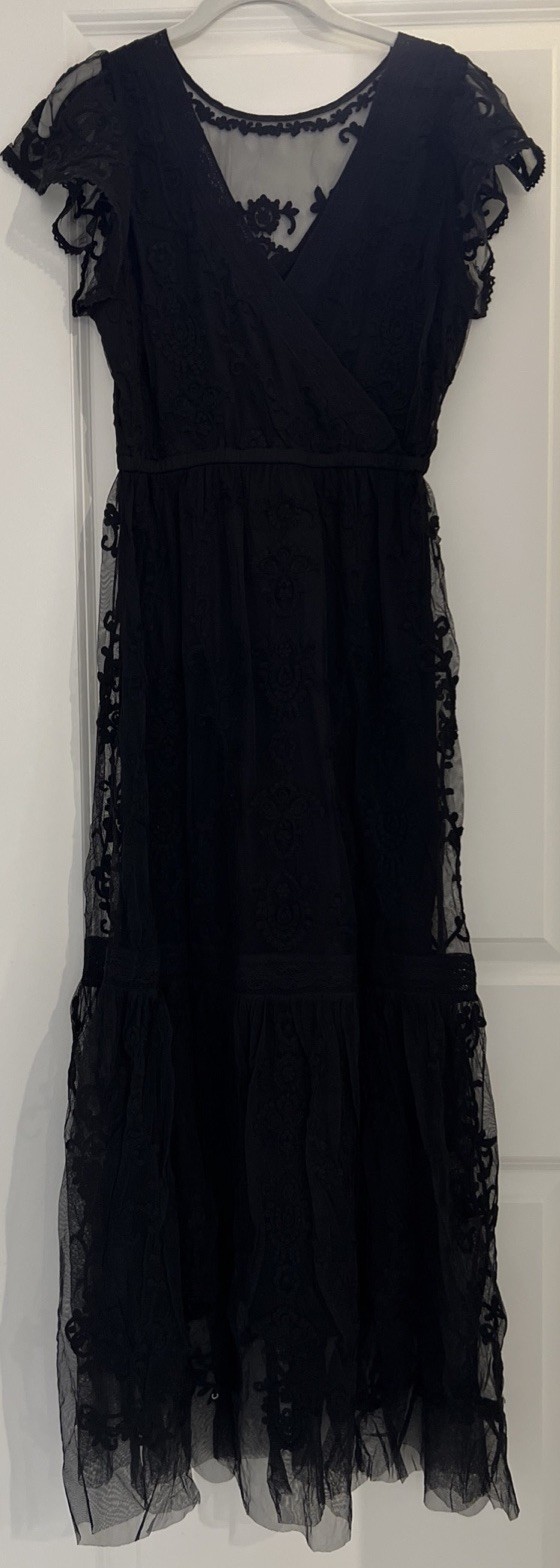 NWT Sundance Catalog Black “Mayfield Embroidered Dress” Size L
