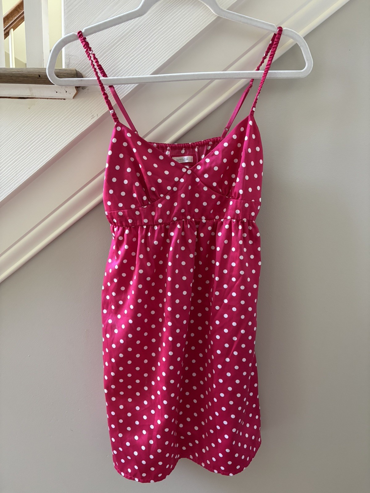 EUC Vintage Aerie Hot Pink Babydoll Minidress With White Polka Dots, Size XS