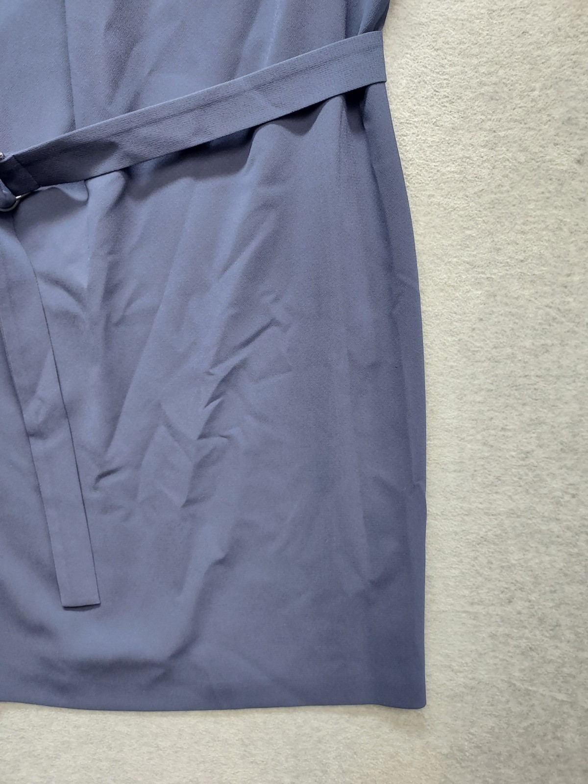 Hugo Boss Women Shift Dress 12 Blue Back Zipper Tie Waist Short Sleeve Cocktail