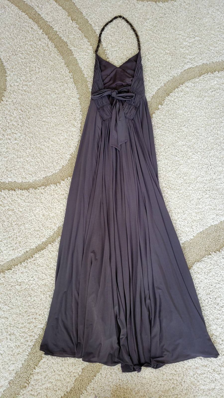 BCBGMAXAZRIA Floor length dark grey/brown evening dress, size small, EUC