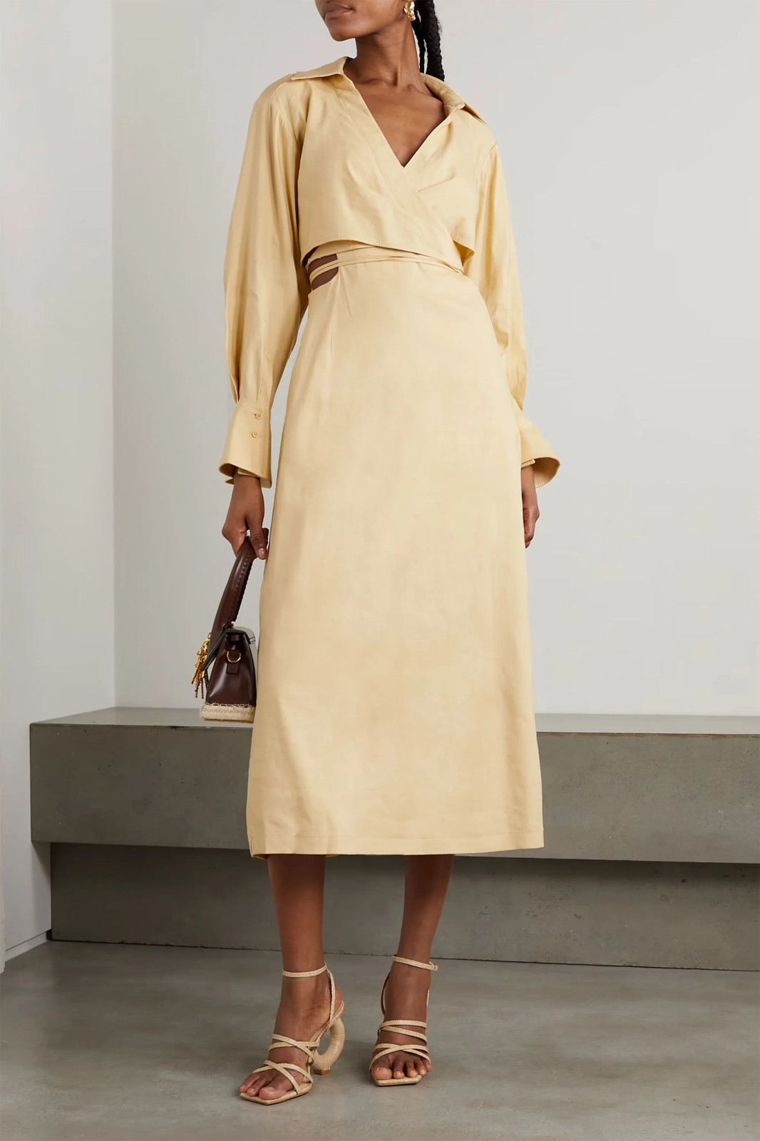 Simkhai Giulia Convertible Wrap-Effect Cutout Linen-blend Midi Dress