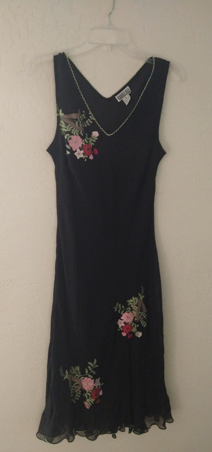VTG Y2K Signature Robbie Bee Silk Babydoll Slip Dress Fairy 12 Floral Bouquet