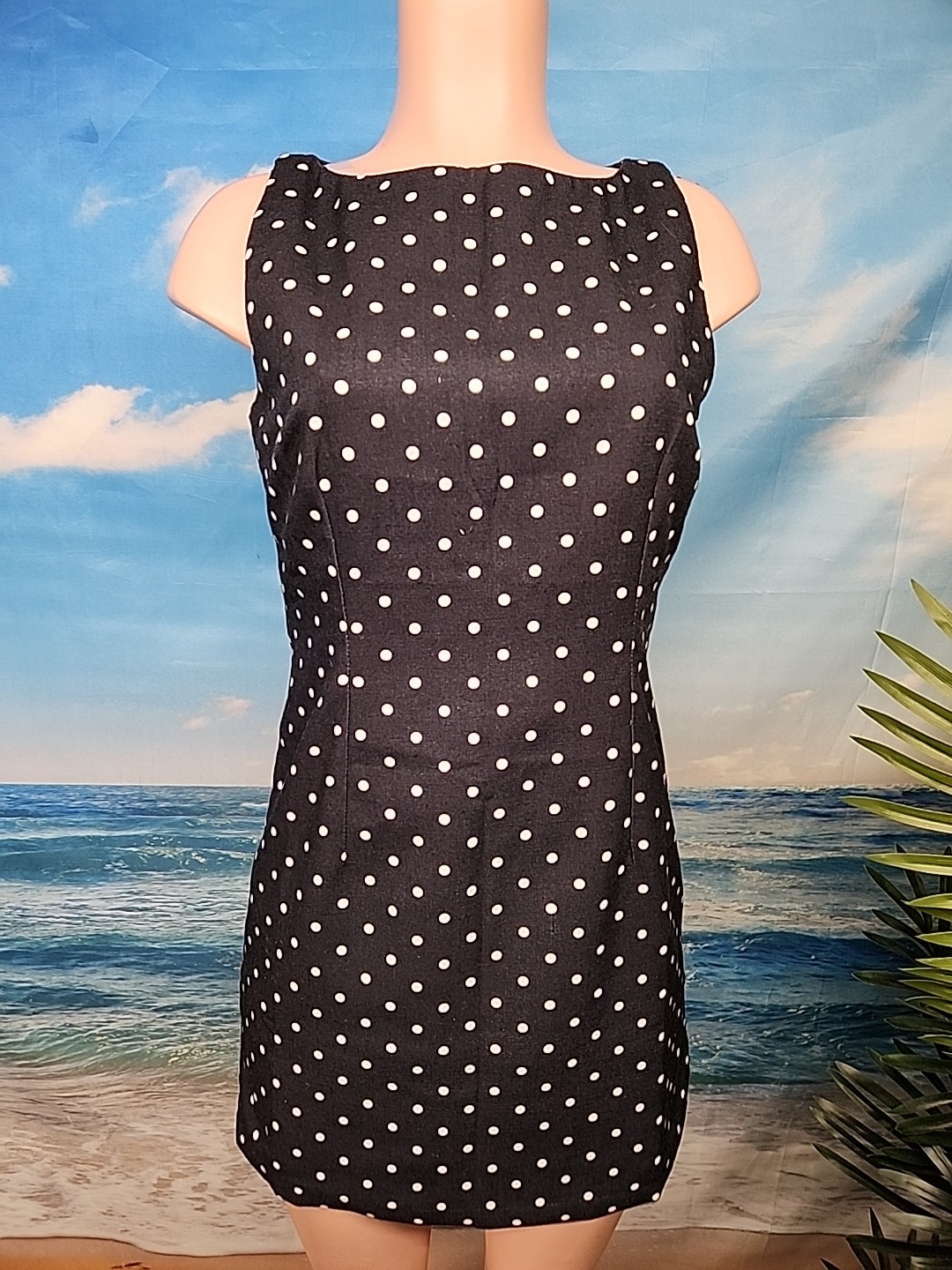 Nwt Commense Blue White Polkadot Dress Sleeveless Size Medium