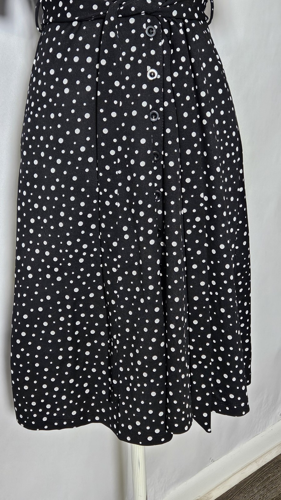 Shelby & Palmer Button Front Short Sleeve Polka-dot Belted Dress Size 6