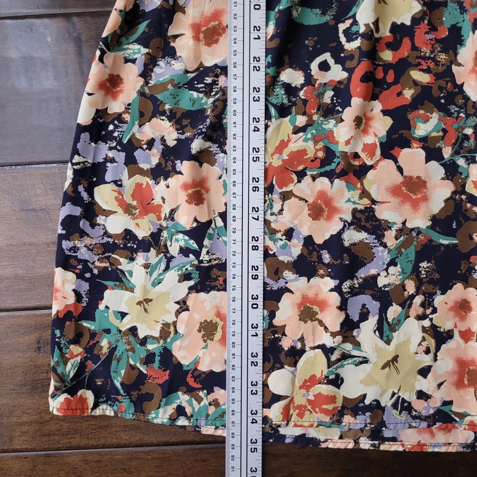 Multicolor Floral Knee Length Cap Sleeve V-Neck Dress Made In USA