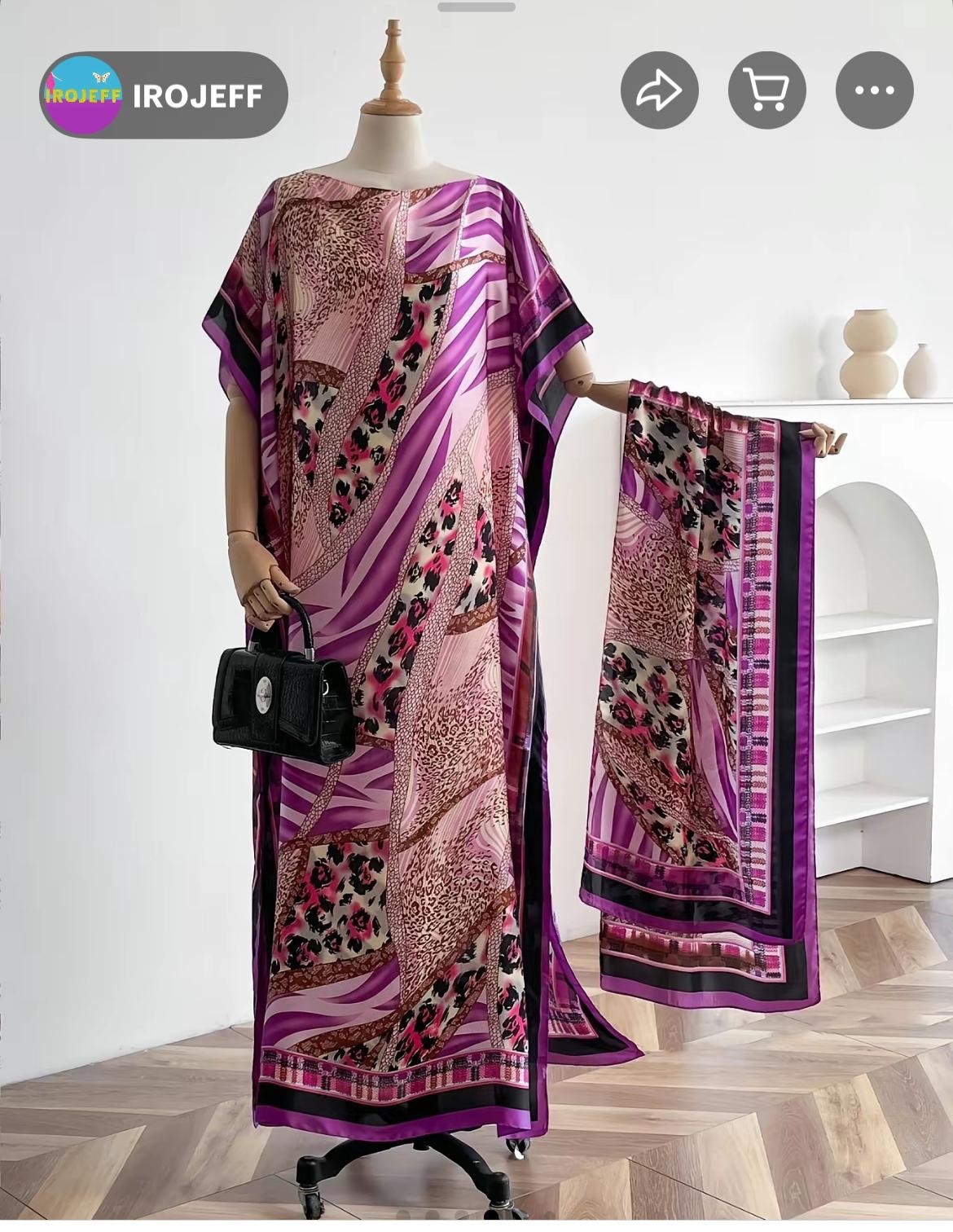 Caftan Dress One Size with Multiple Colors One Size Fits Most Mumu W Scarf Silky
