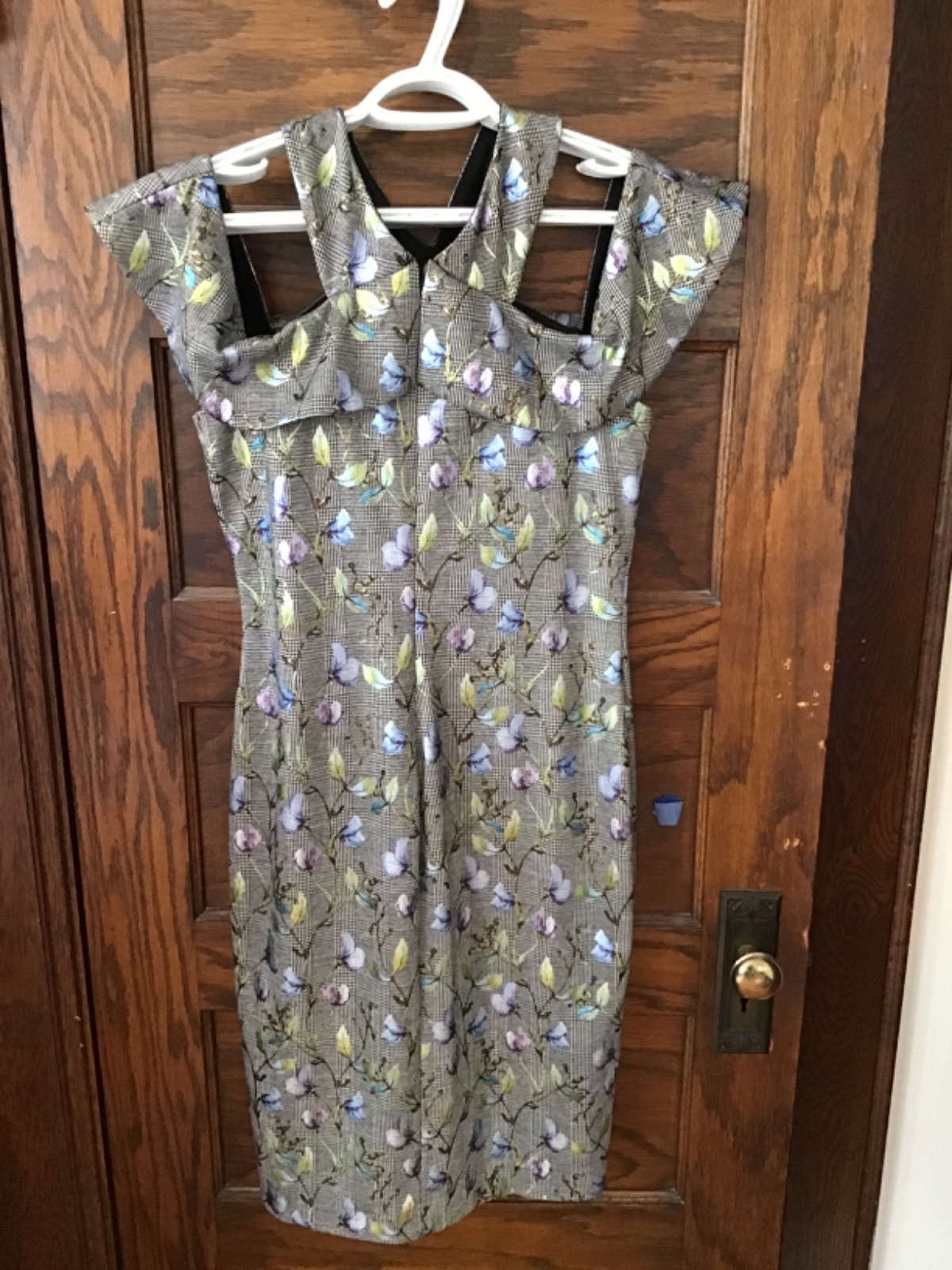 Rachel Roy halter-ish bare shoulder Sheath Dress. Floral print.