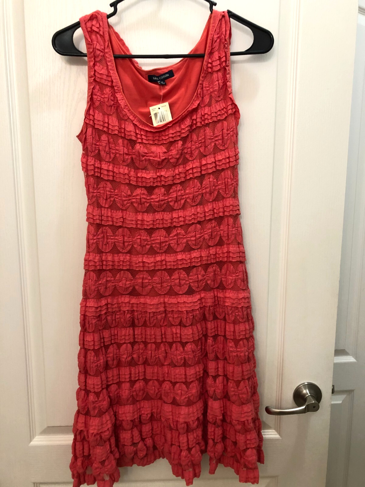 Max Edition Stretch Coral Lace Lined Pullover Sleeveless Dress M NWT