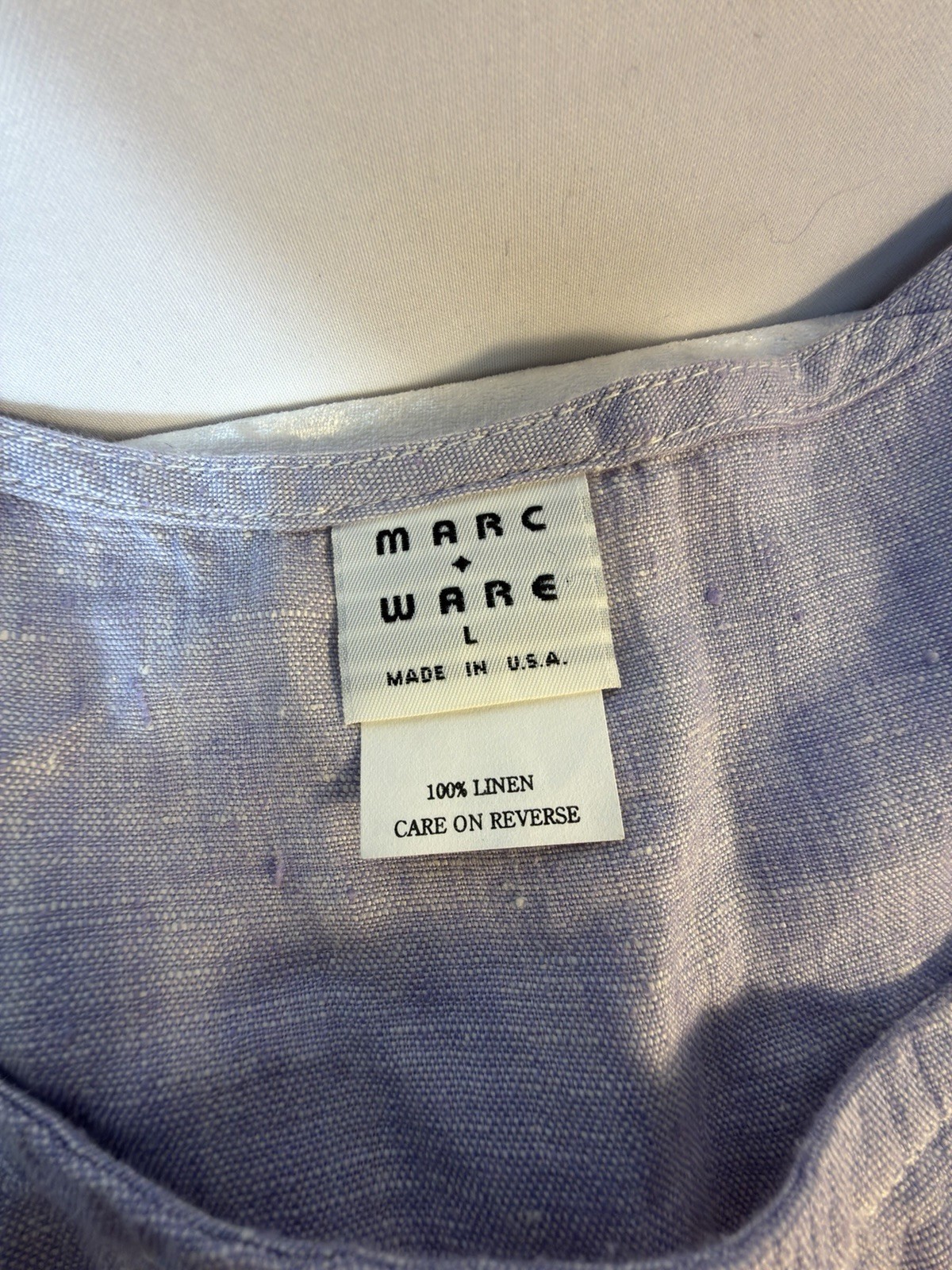 Vintage Marc Ware 100% Linen Maxi Dress Blue Sleeveless Tie Waist USA L