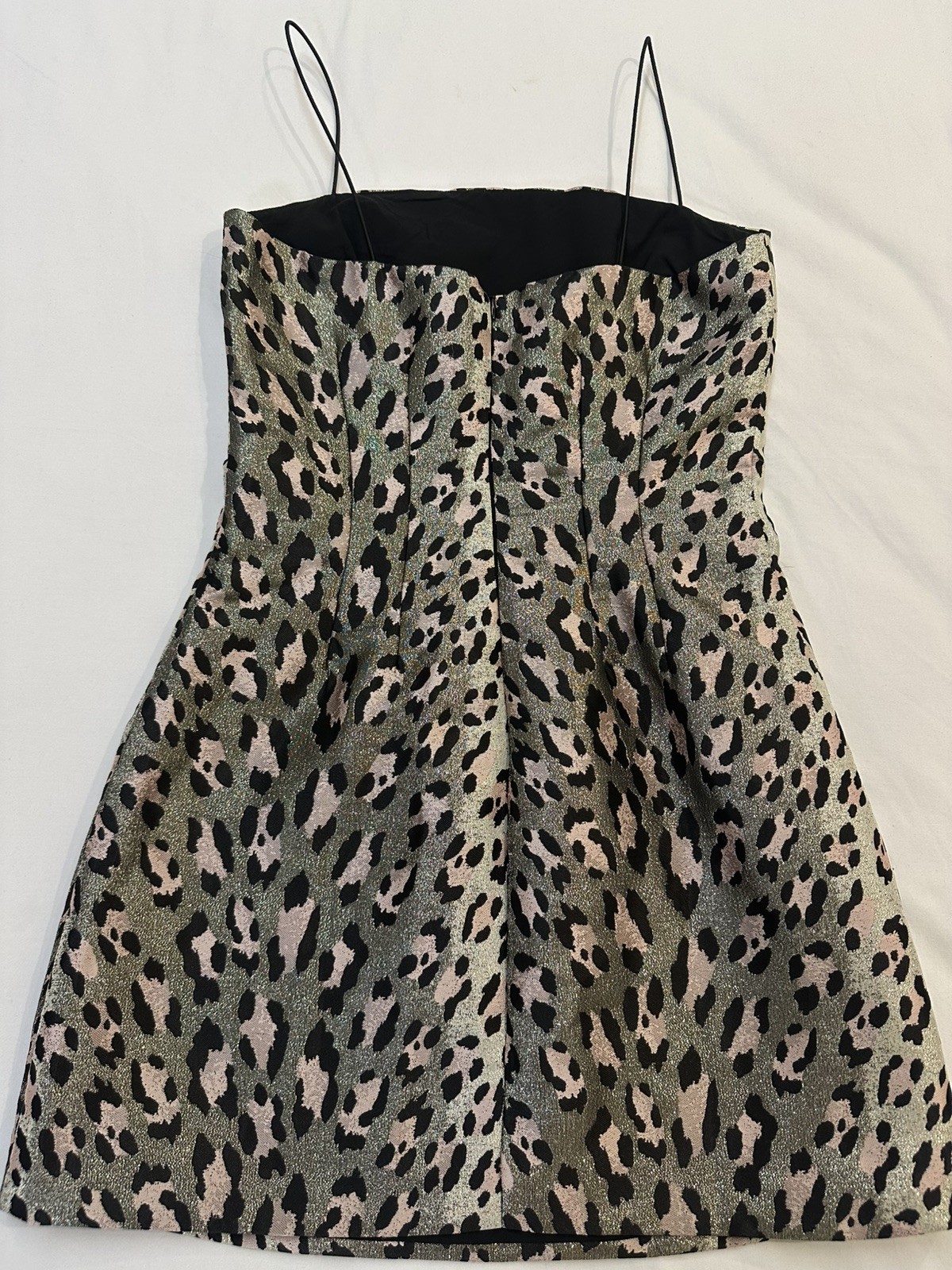 BWLDR Leopard Print Mini Dress Size 8 | Metallic Jacquard Party Dress Y2K