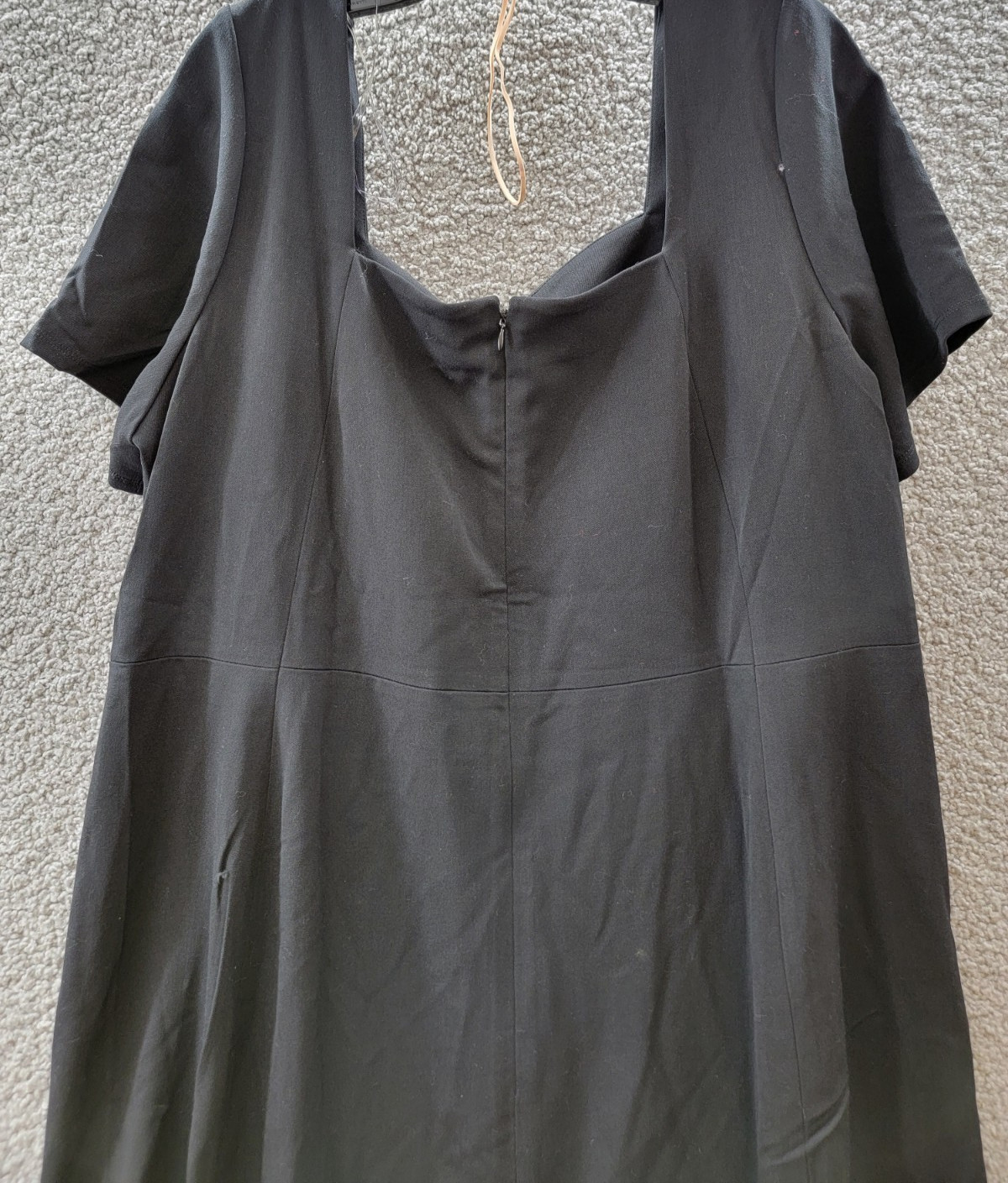 Rafaella Plus Size Gabardine Square Neck Short Sleeve Dress Women’s 20W Black