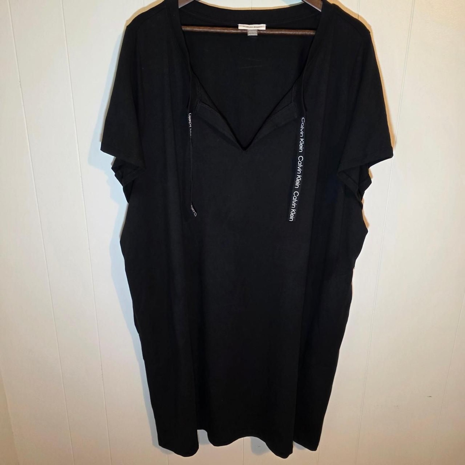 NWT Calvin Klein Black Cotton T-shirt Dress