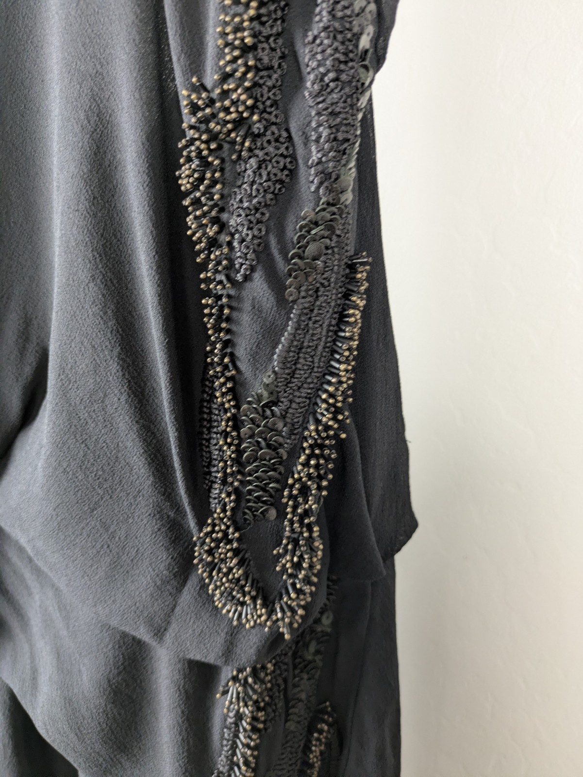 Helmut Lang size 2 black beaded Asymmetric Draped Twist Sleeveless Dress RARE