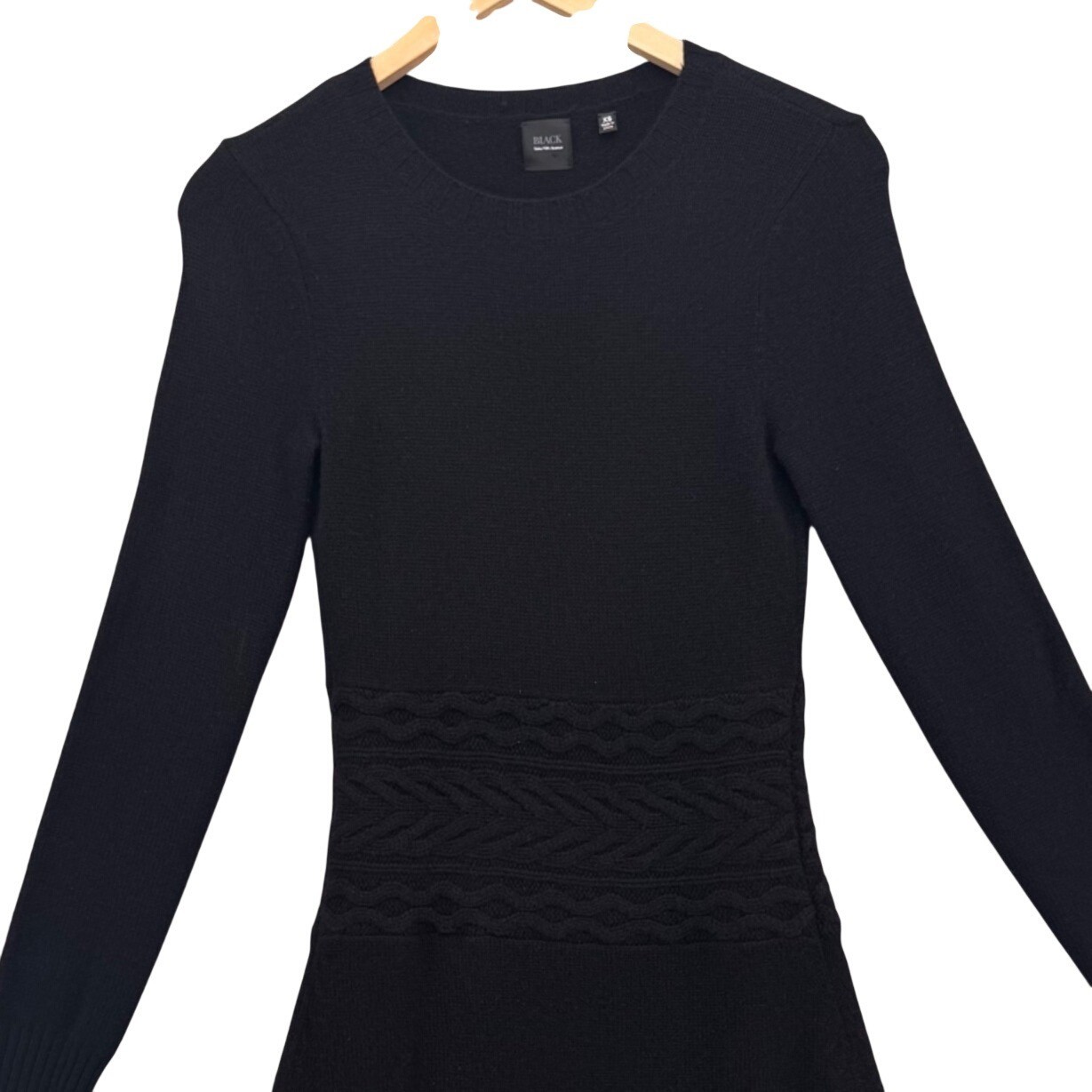 Black Saks Fifth Avenue Cashmere Sweater Dress Black Long Sleeve Knit Size XS
