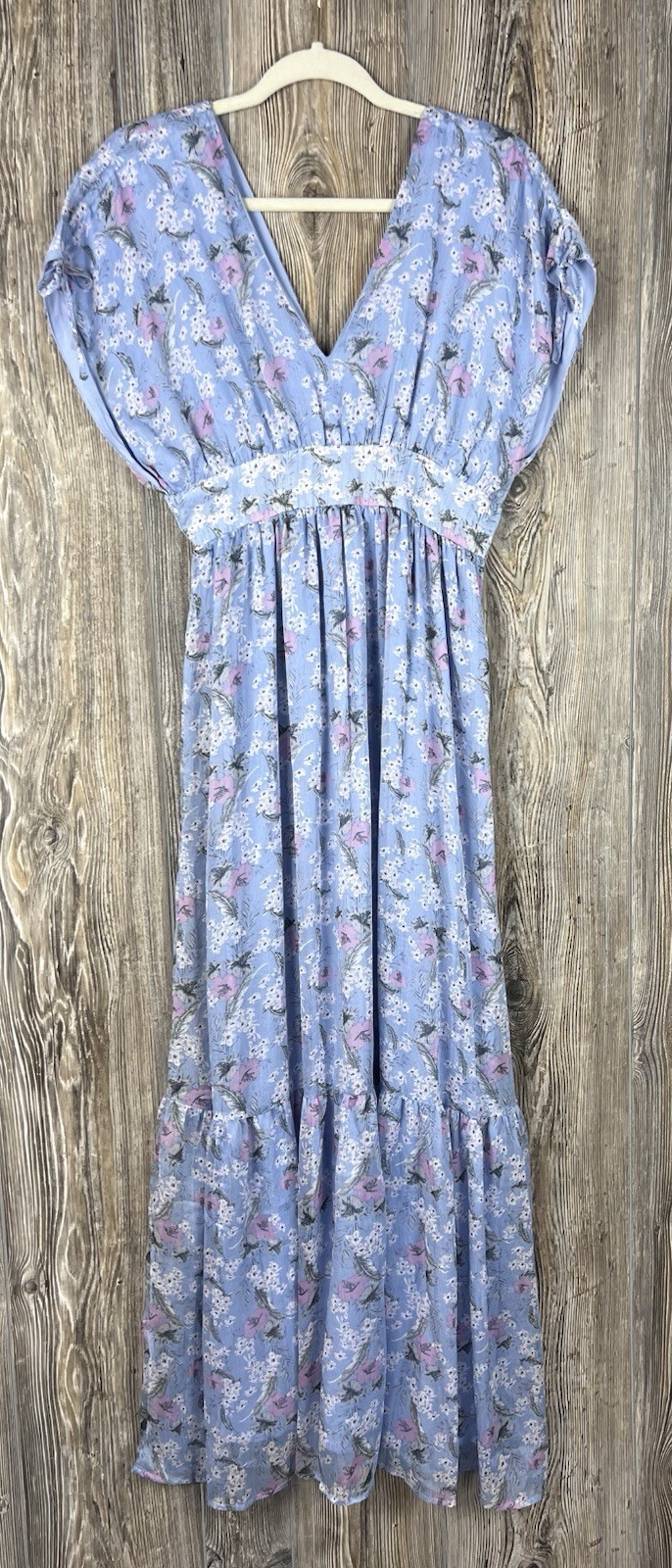 NWT Vila Vidanella Maxi Dress S Blue Floral Soft Romantic Cottagecore Prairie
