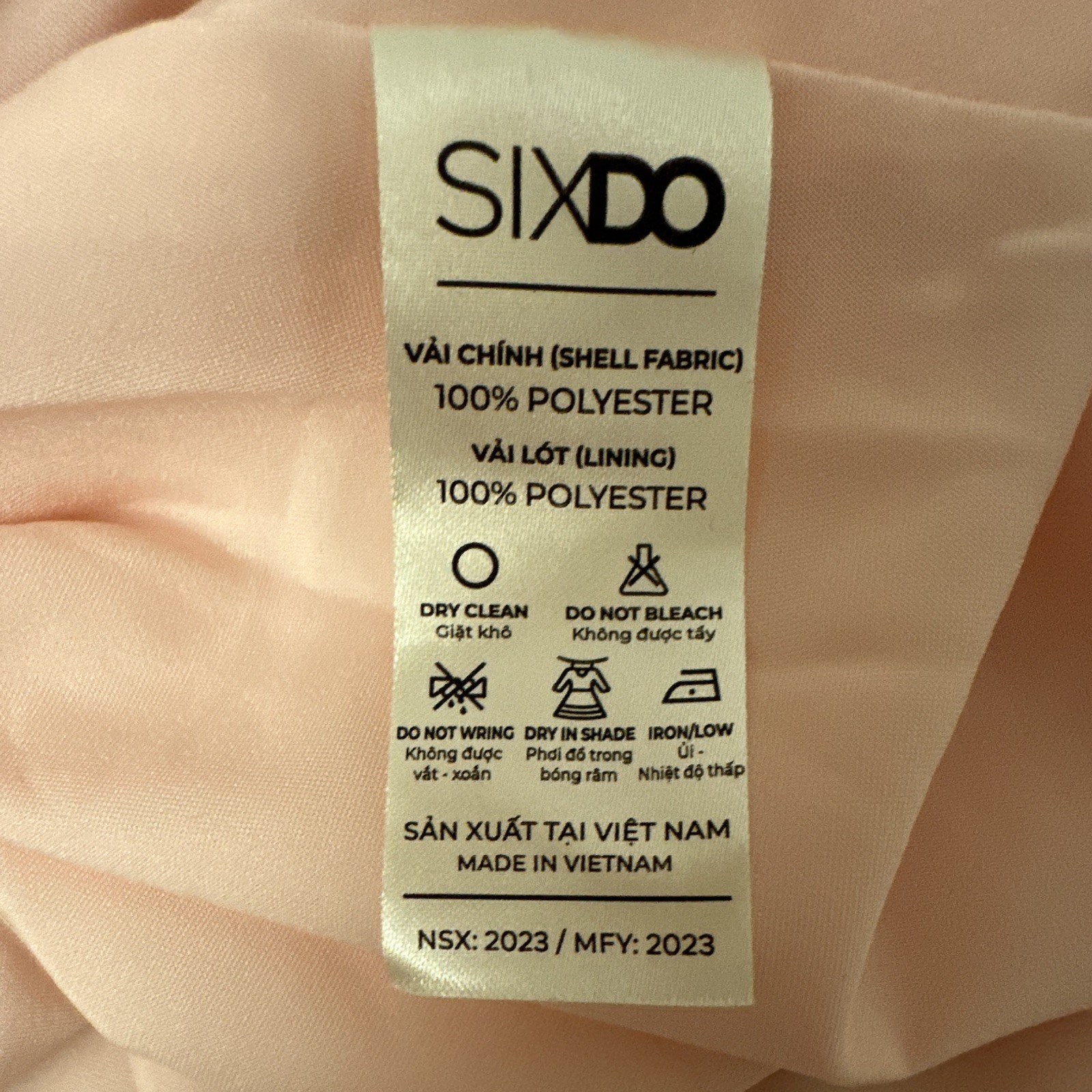 SIXDO Pink Paisley Square Neck Puff Sleeve Knee Chiffon Polyester Dress S