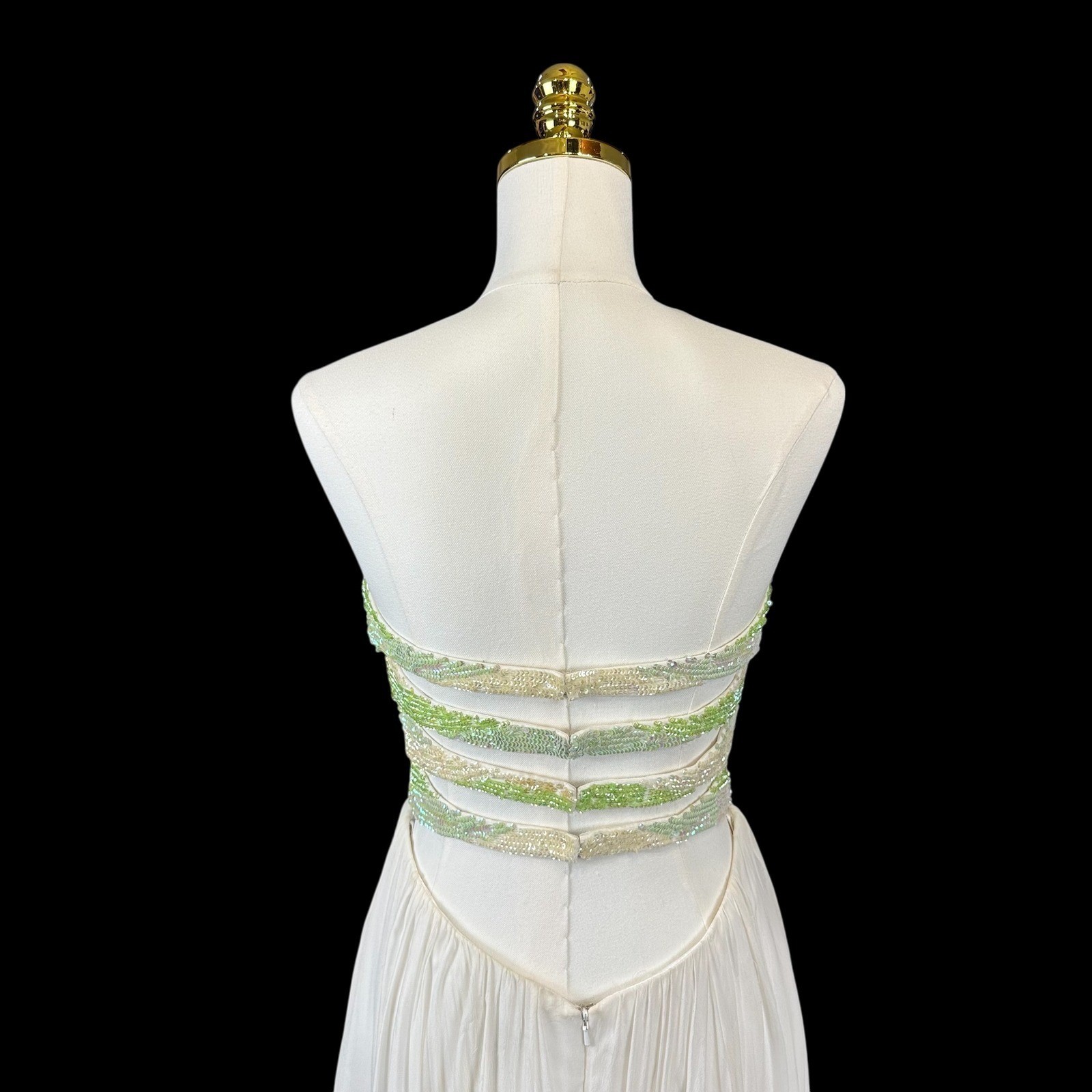 Sherri Hill 6 White Silk Beaded Strapless Gown Open Back Prom Pageant Dress