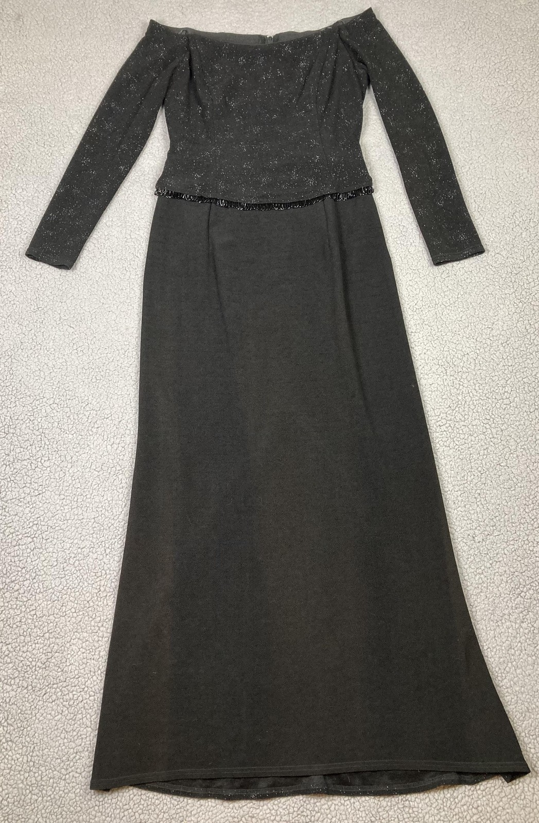 VTG Scott McClintock Dress Womens 14 Off Shoulder Beaded Maxi Millennium 2000