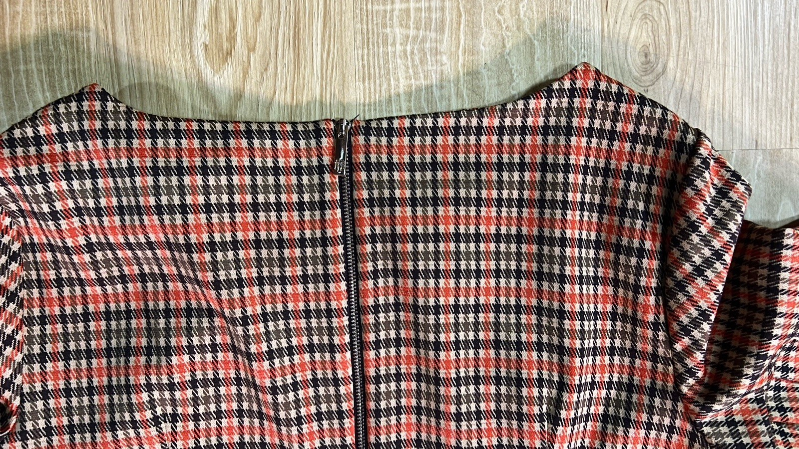 Tommy Hilfiger Plaid Houndstooth Dress Short Cap Sleeve Knee Length Size 14 Chic