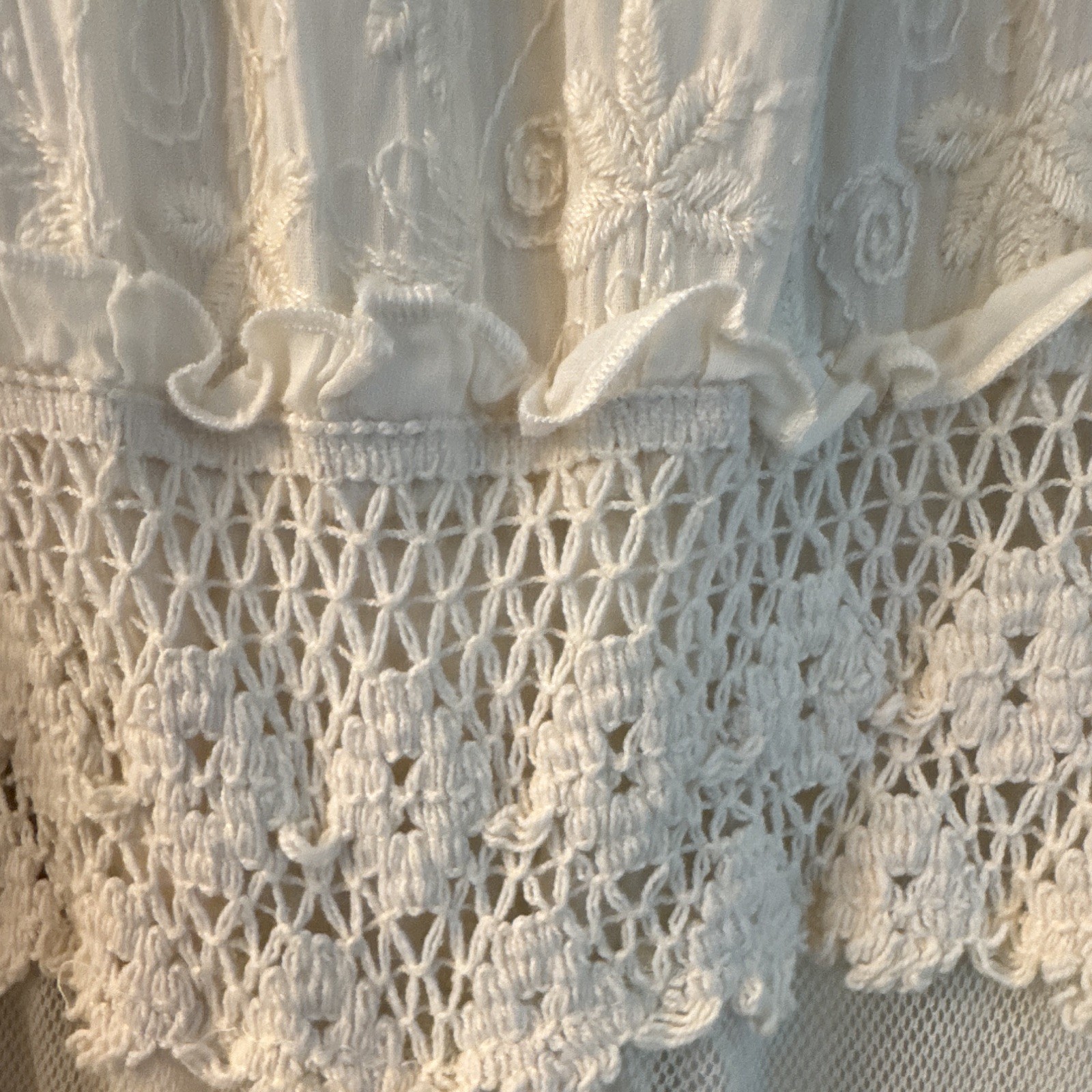 Sundance White Floral Cotton Lace Crochet Embroidered Scoop Neck Midi Dress 8