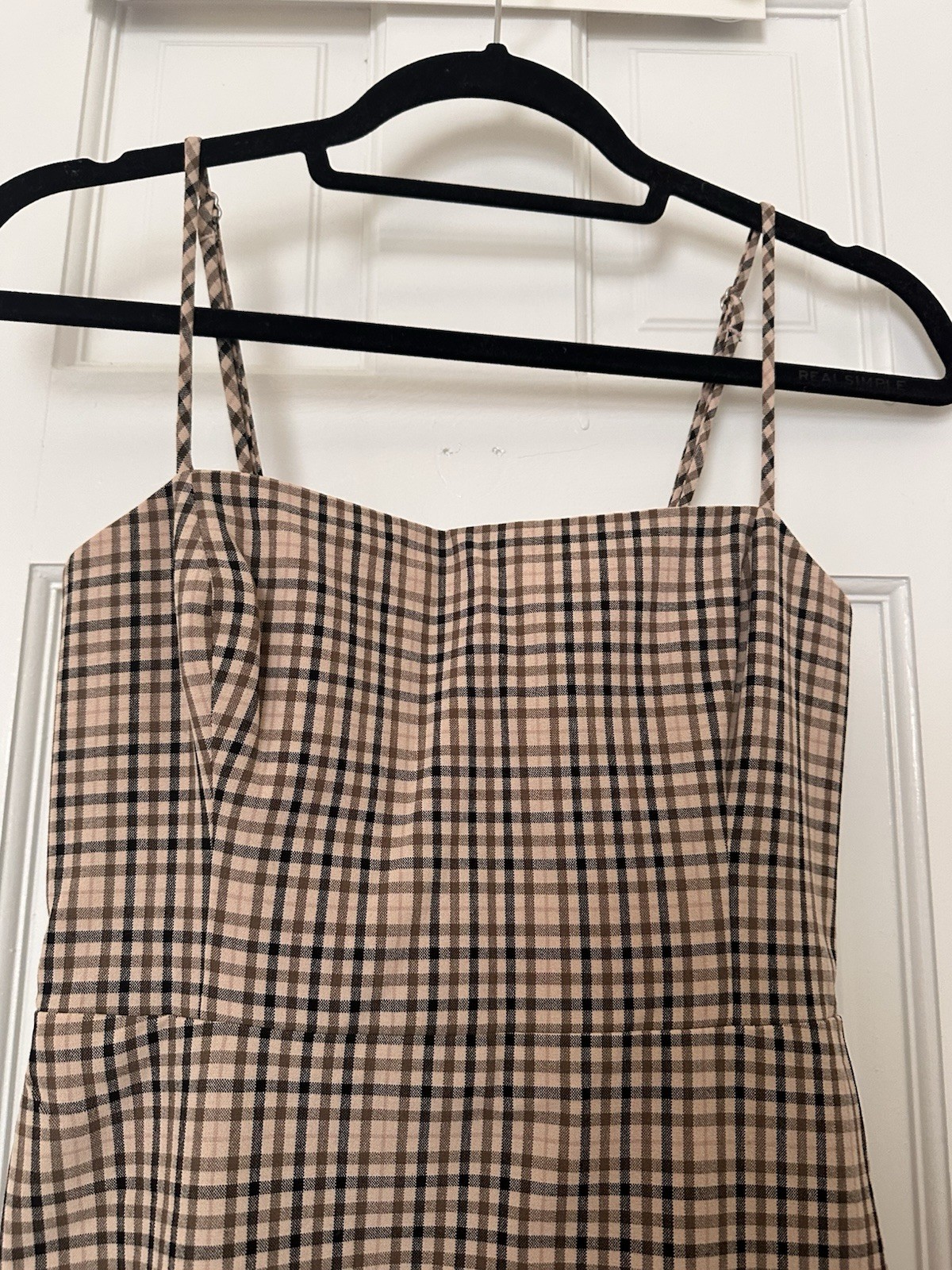 Wilfred Classic Gingham Mini Dress Size 2 Tan Brown Black