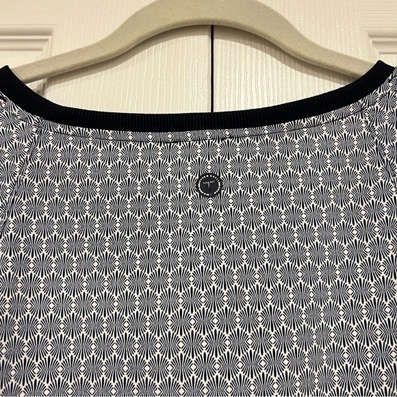 T by Talbots Zip Pocket Adjustable Waist Geometric Midi Dress Womens Size Large