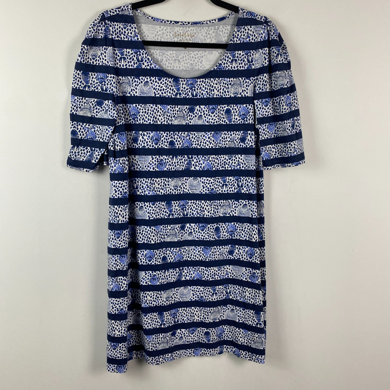 Lilly Pulitzer Lajolla Dress In High Tide Navy Heart And Sole Stripe Size M