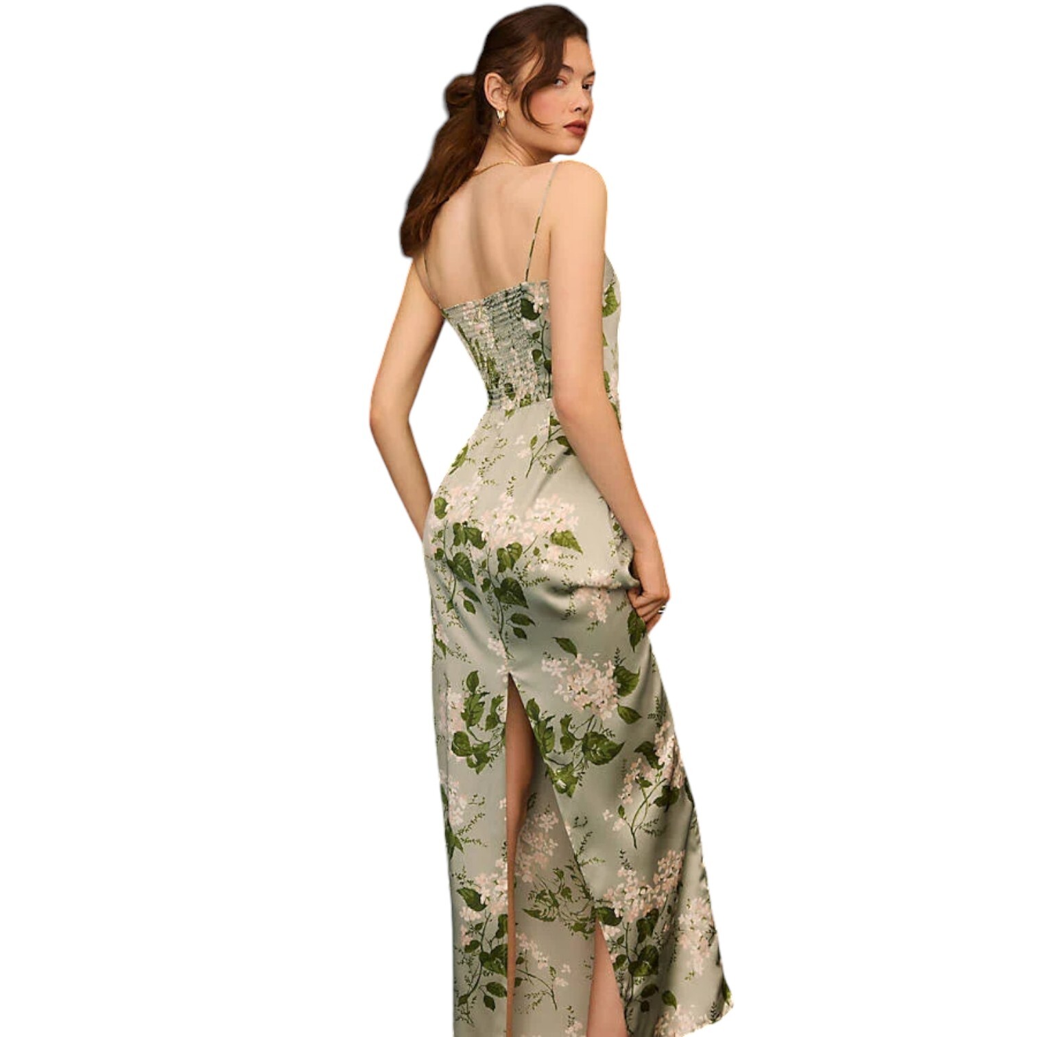 Reformation Frankie Silk Dress Tea Garden