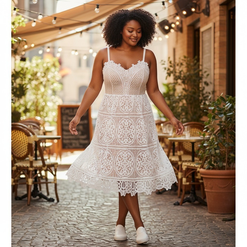 City Chic Fancy Free Dress Ivory White Crochet Lace Midi – Bridal, Boho,,