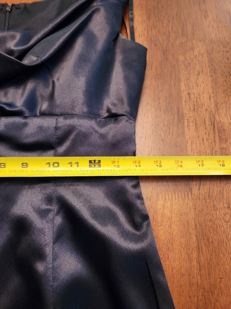 Watters & Watters black satin evening gown, size 8, sleeveless