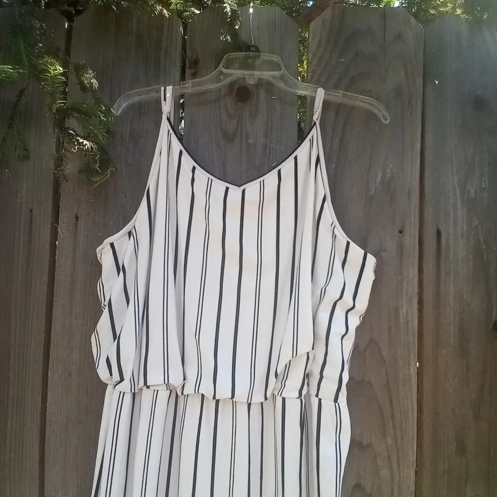 Derek Heart Vertical Striped Pattern Sleeveless Dress 3X Pull-On Elastic Waist