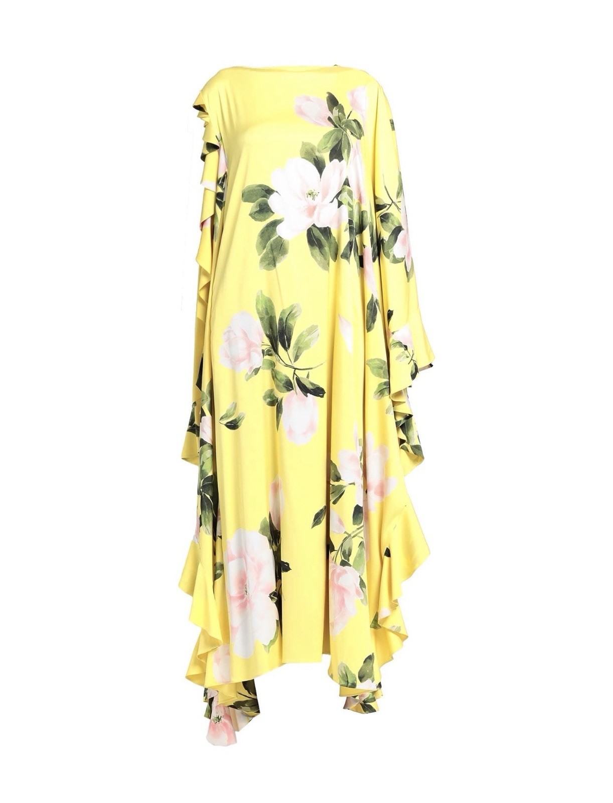 VALENTINO RUNWAY YELLOW FLORAL RUFFLE DRESS IT 40