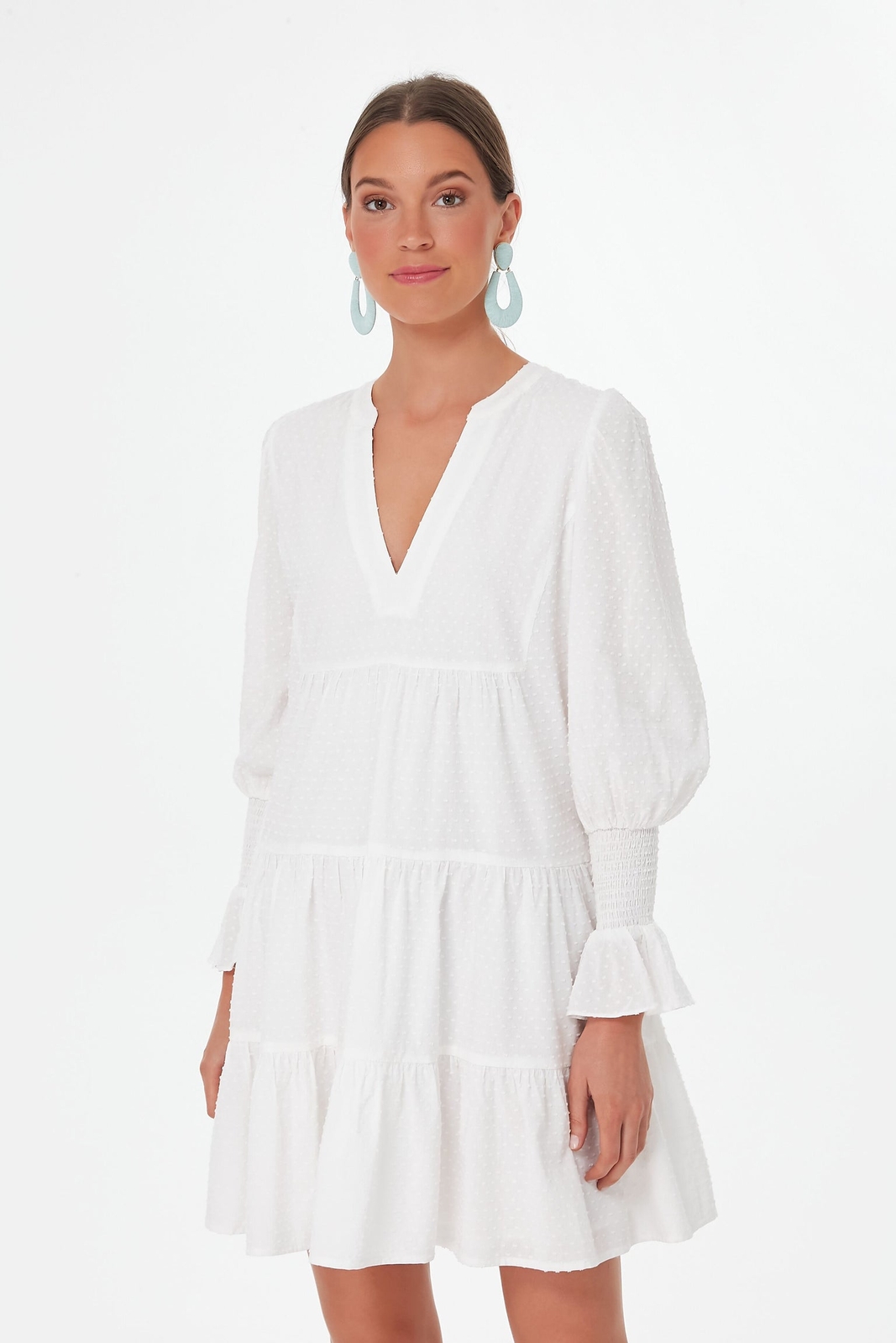 Pomander Place by Tuckernuck White Long Sleeve Swiss Dot Kenzo Mini Dress sz S p