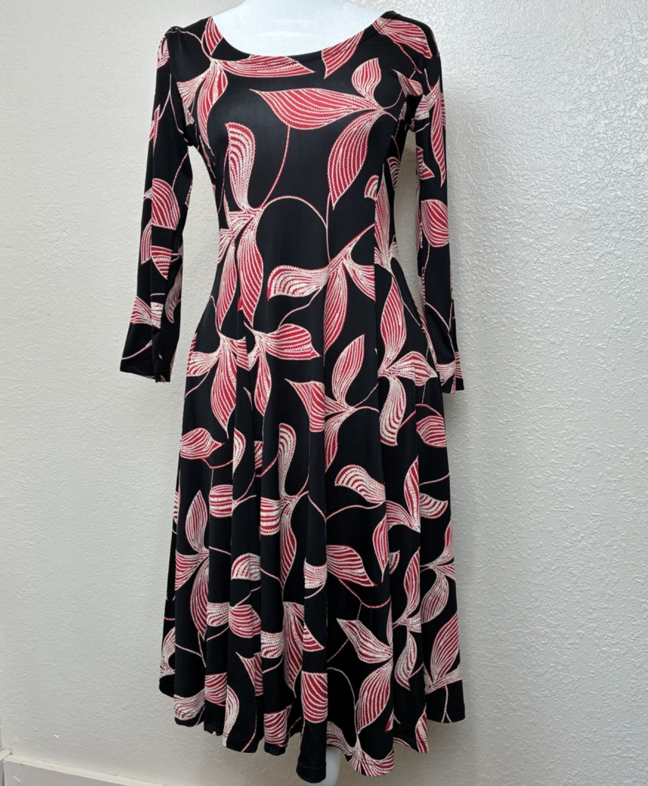 ReVd’elle Paris Fitted Flair Hem Midi Whimsical Dress Size L Wedding Guest Party