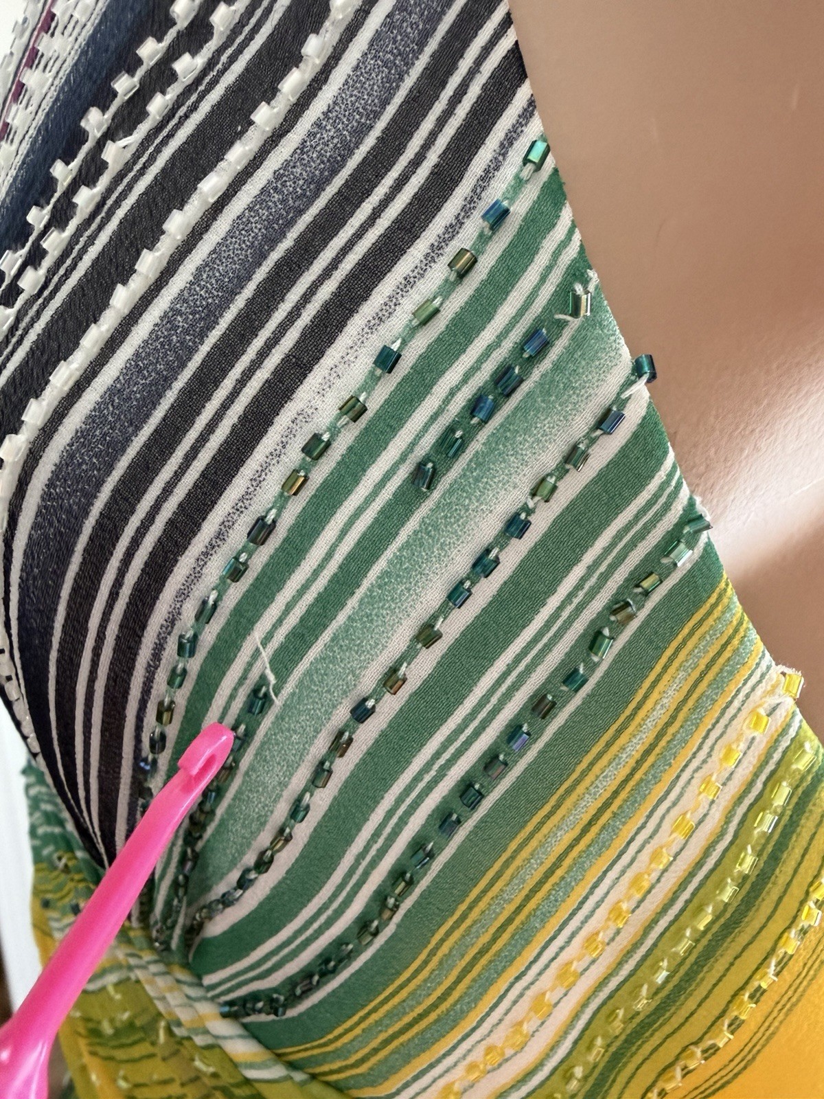 BCBGMAXAZRIA Silk Beaded Rainbow Halter Dress Sz 8 Asymmetrical Y2K Vintage Rare